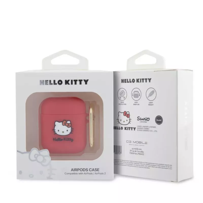 Hello Kitty custodia per Apple AirPods 1/2 in silicone 3D Kitty Head rosso