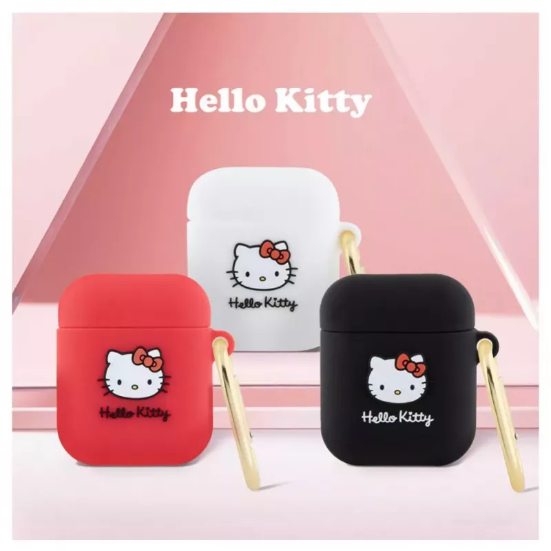 Hello Kitty custodia per Apple AirPods 1/2 in silicone 3D Kitty Head rosso
