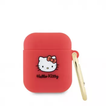 Hello Kitty Cover in silicone per Apple AirPods 1/2 3D Kitty Head rosso