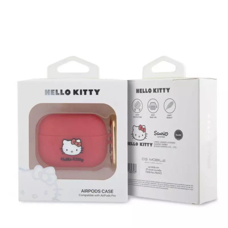 Hello Kitty Custodia in silicone per Apple AirPods Pro 3D Kitty Kopf rosso
