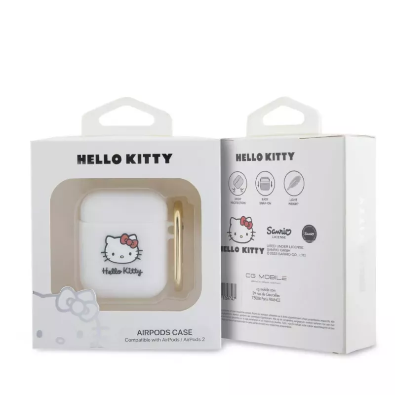 Hello Kitty HKA23DKHSH Silicone 3D Kitty Head Case per Apple AirPods 1/2 - bianco