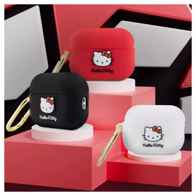 Hello Kitty Custodia in silicone per Apple AirPods Pro 3D Kitty Kopf bianco