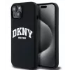 DKNY Apple iPhone 15 Hardcase Liquid Silicone White Printed Logo MagSafe nero