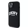 DKNY Apple iPhone 15 Hardcase Liquid Silicone White Printed Logo MagSafe nero