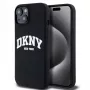 DKNY Apple iPhone 15 Hardcase Liquid Silicone White Printed Logo MagSafe nero