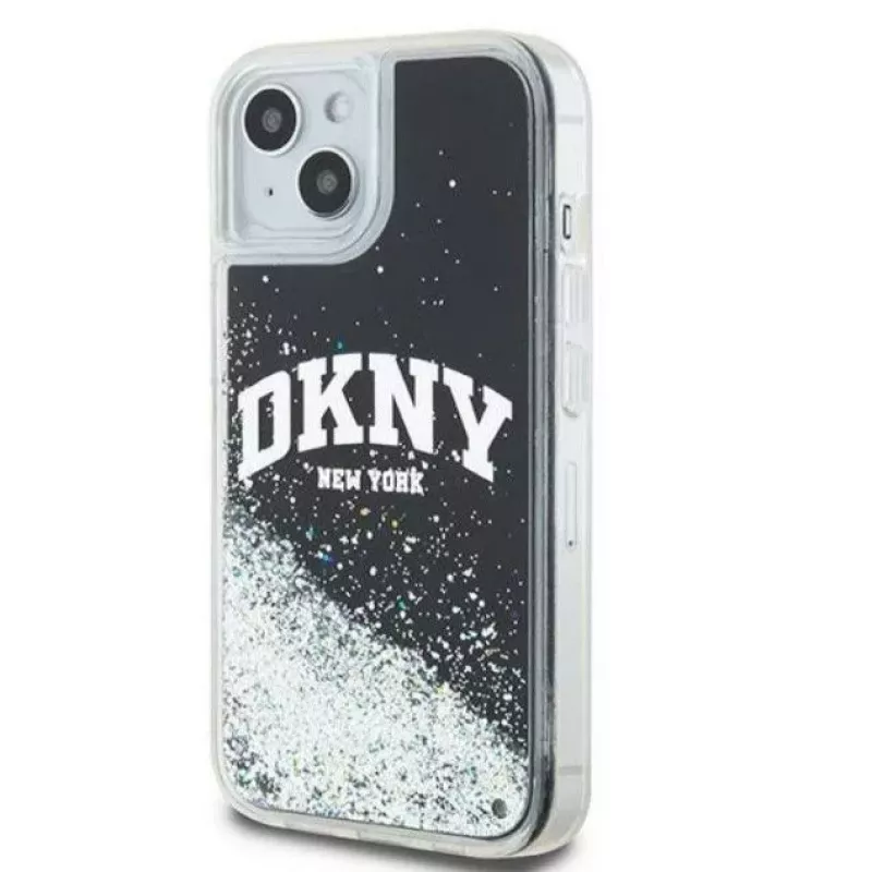 DKNY Apple iPhone 15 Hardcase Liquid Glitter Big Logo nero
