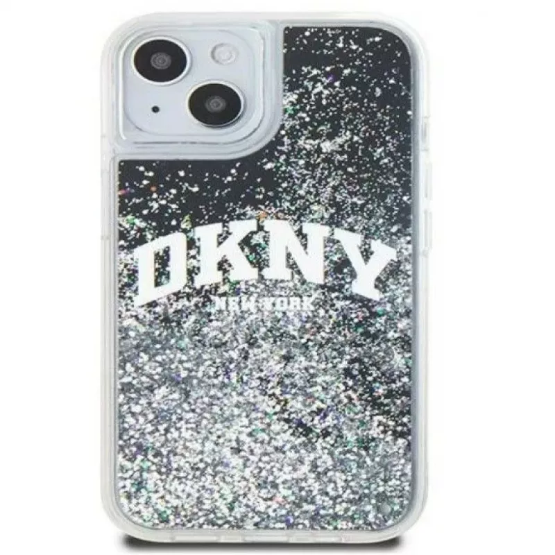 DKNY Apple iPhone 15 Hardcase Liquid Glitter Big Logo nero