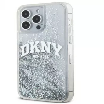 DKNY Apple iPhone 15 Pro 6.1 Hardcase Liquid Glitter Big Logo nero