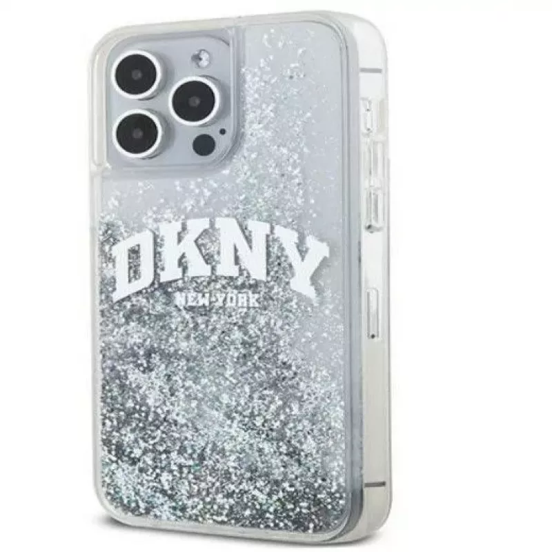 DKNY Apple iPhone 15 Pro 6.1 Hardcase Liquid Glitter Big Logo nero