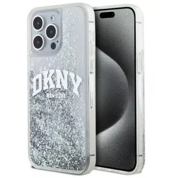 DKNY Apple iPhone 15 Pro 6.1 Hardcase Liquid Glitter Big Logo nero