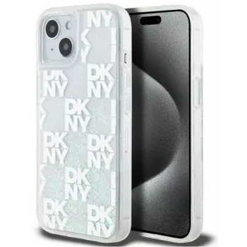 DKNY Apple iPhone 15 Hardcase Liquid Glitter Multilogo bianco