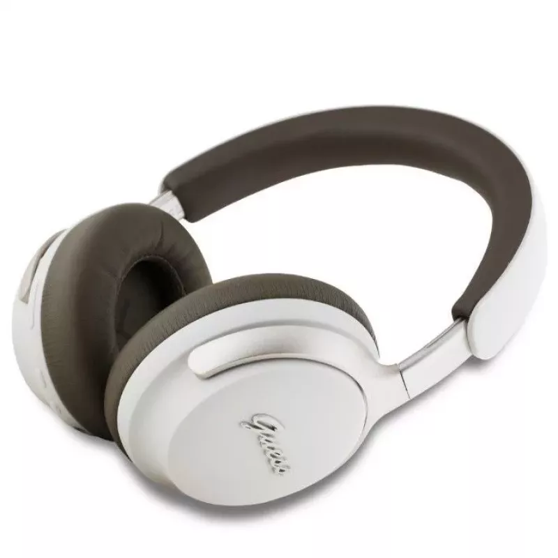 Guess PU Leather Script Logo ANC/ENC Wireless Headphone beige