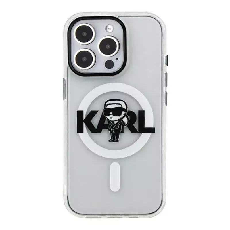 Karl Lagerfeld Apple iPhone 15 Pro Max Silikonhülle con MagSafe IML KL Sketch Logo trasparente