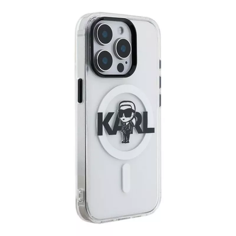 Karl Lagerfeld Apple iPhone 15 Pro Max Silikonhülle con MagSafe IML KL Sketch Logo trasparente