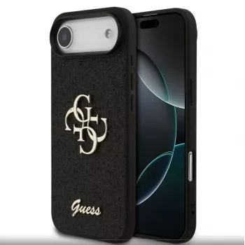 Guess Apple iPhone Air PU Fixed Glitter 4G Metal Logo Case nero
