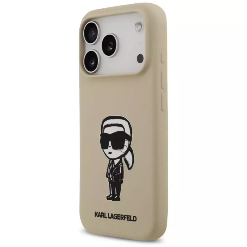 Karl Lagerfeld Custodia in silicone per Apple iPhone 17 Pro con MagSafe - marrone (KL Sketch & Logo)