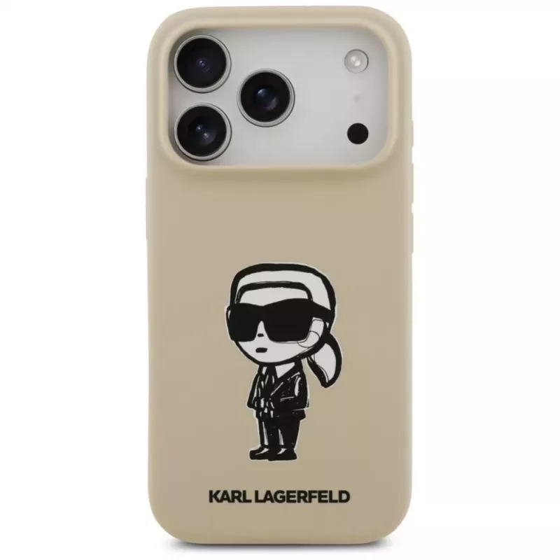 Karl Lagerfeld Custodia in silicone per Apple iPhone 17 Pro con MagSafe - marrone (KL Sketch & Logo)