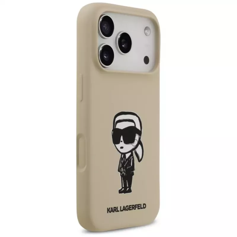 Karl Lagerfeld Custodia in silicone per Apple iPhone 17 Pro con MagSafe - marrone (KL Sketch & Logo)