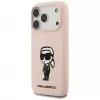 Karl Lagerfeld Custodia in silicone per iPhone 17 Pro con MagSafe, KL Sketch & Logo, rosa