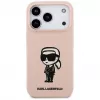 Karl Lagerfeld Custodia in silicone per iPhone 17 Pro con MagSafe, KL Sketch & Logo, rosa