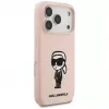 Karl Lagerfeld Custodia in silicone per iPhone 17 Pro con MagSafe, KL Sketch & Logo, rosa