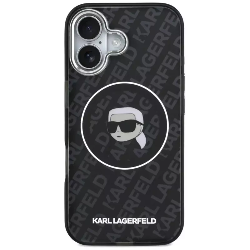 Karl Lagerfeld Custodia in silicone per Apple iPhone 17 con MagSafe KL Head Logo nero