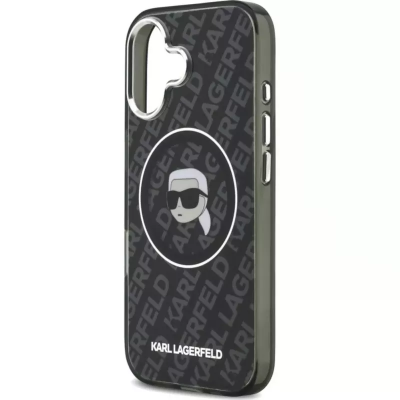 Karl Lagerfeld Custodia in silicone per Apple iPhone 17 con MagSafe KL Head Logo nero