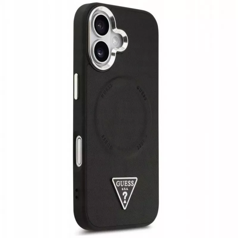 Guess Custodia MagSafe in pelle PU Triangle Logo per Apple iPhone 17 nero