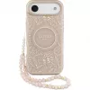Guess Custodia in silicone con MagSafe Flowers Allover con cinturino perline per Apple iPhone 17 Air rosa