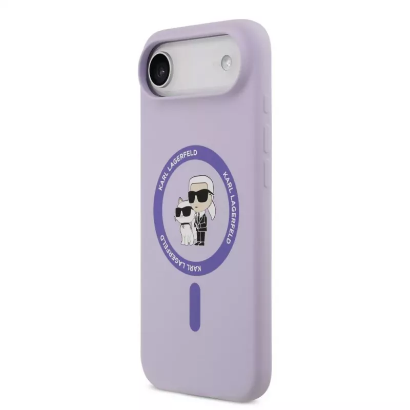 Karl Lagerfeld Custodia in silicone liquido Karl and Choupette MagSafe per Apple iPhone Air viola