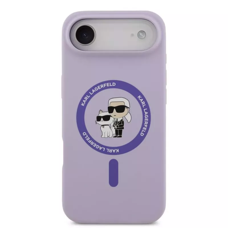 Karl Lagerfeld Custodia in silicone liquido Karl and Choupette MagSafe per Apple iPhone Air viola