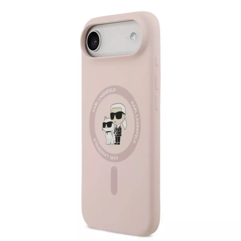 Karl Lagerfeld Liquid Silicone Karl and Choupette Custodia MagSafe per iPhone Air, rosa