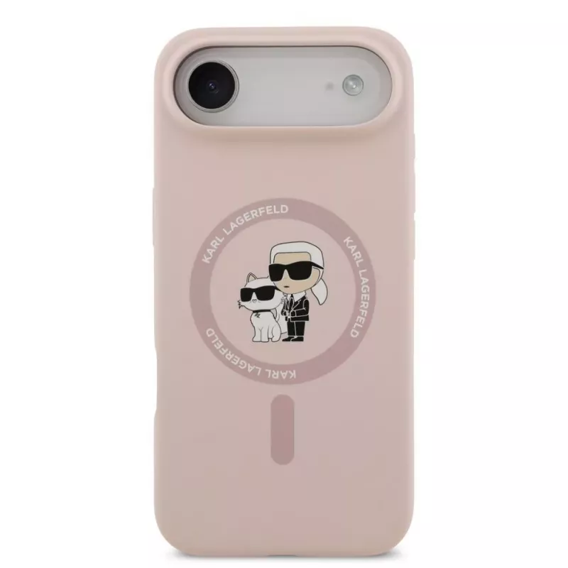 Karl Lagerfeld Liquid Silicone Karl and Choupette Custodia MagSafe per iPhone Air, rosa