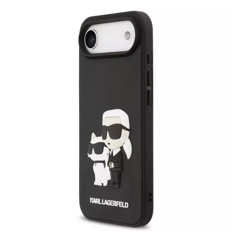Karl Lagerfeld 3D Rubber Karl and Choupette Custodia per iPhone Air, nera