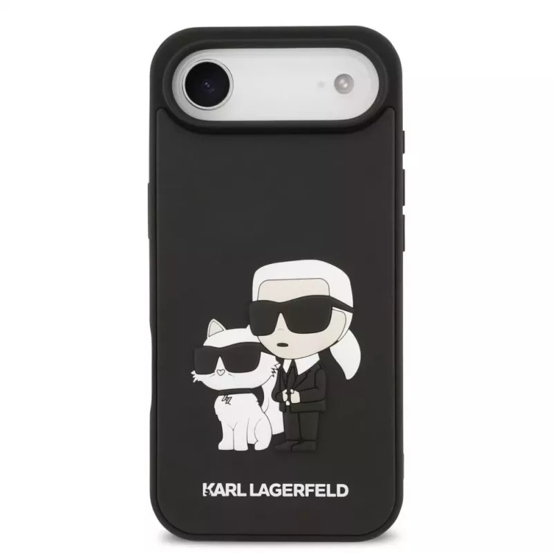Karl Lagerfeld 3D Rubber Karl and Choupette Custodia per iPhone Air, nera