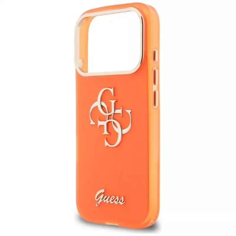 Guess IML 4G Script Metal Custodia per iPhone 17 Pro, arancione
