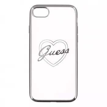 Guess Apple iPhone 7 / 8 Heart custodia TPU argento