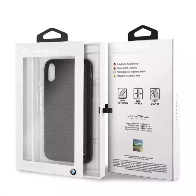 BMW Apple iPhone XR Perforated Leather custodia rigida nero