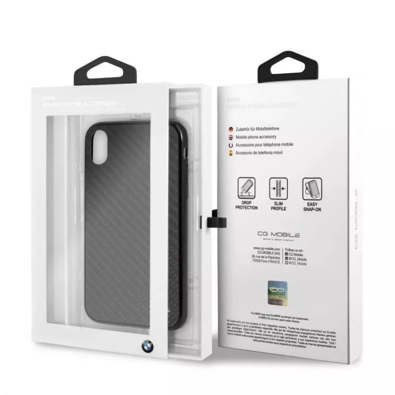 BMW Apple iPhone XR Signature custodia rigida in vero carbonio nero