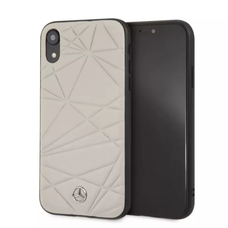 Mercedes-Benz Apple iPhone XR Twister custodia rigida in vera pelle grigio
