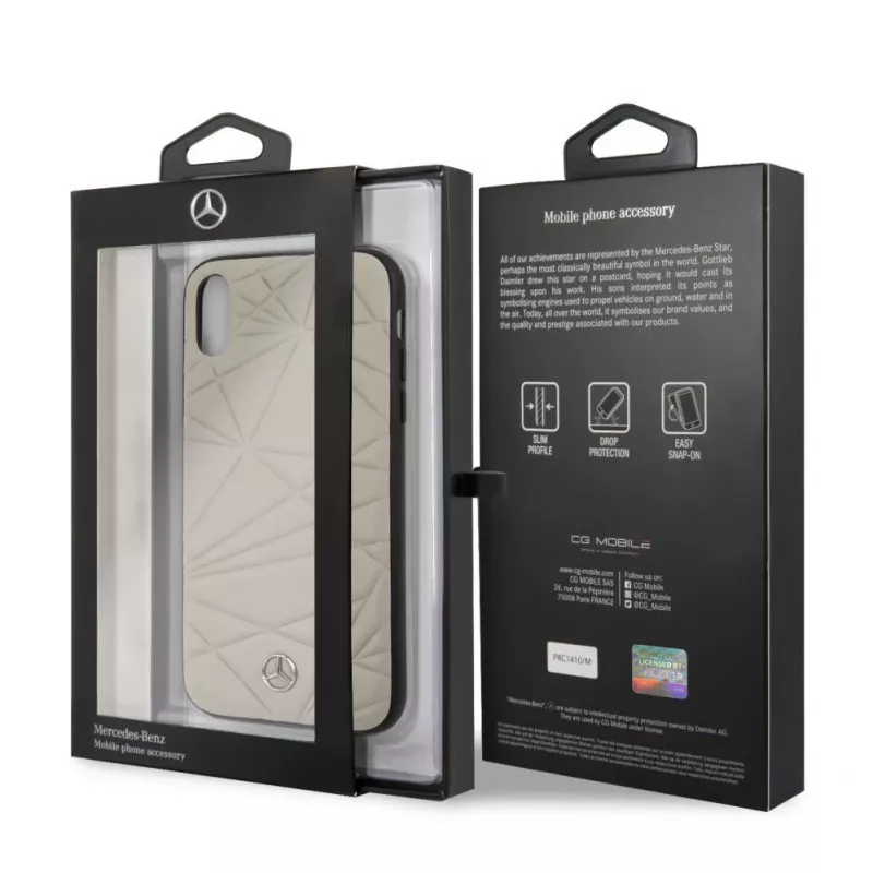 Mercedes-Benz Apple iPhone XR Twister custodia rigida in vera pelle grigio