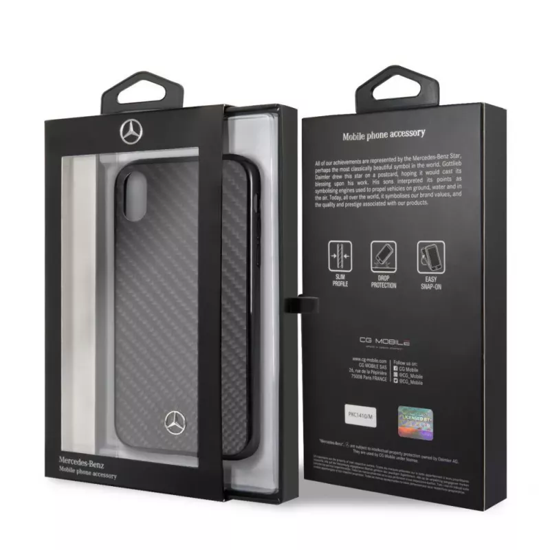 Mercedes-Benz Apple iPhone XR custodia rigida in vera fibra di carbonio nero