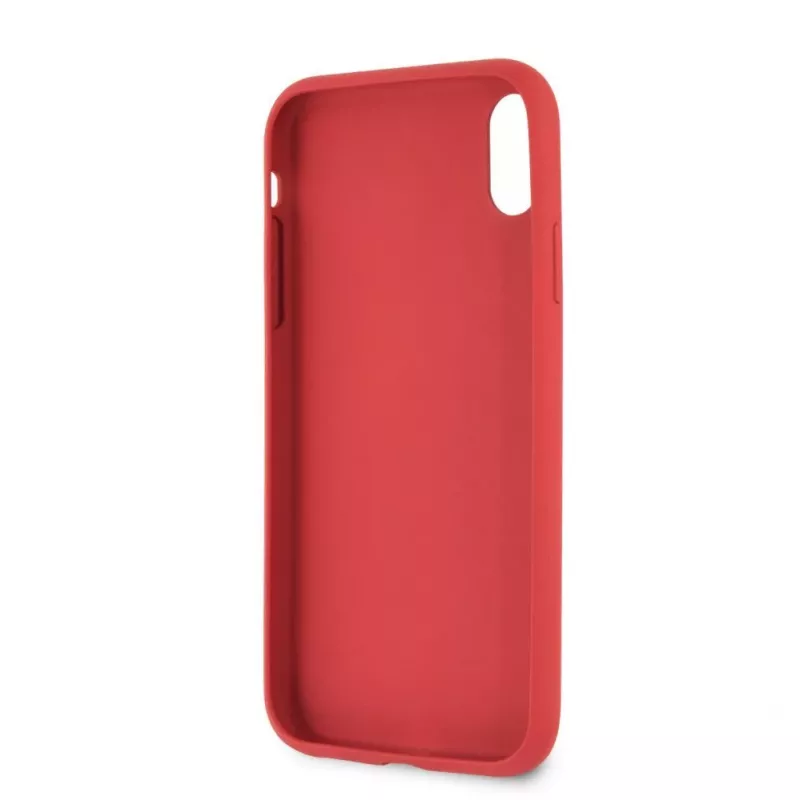 Guess Apple iPhone XR Debossed custodia rigida in pelle PU rosso peonia