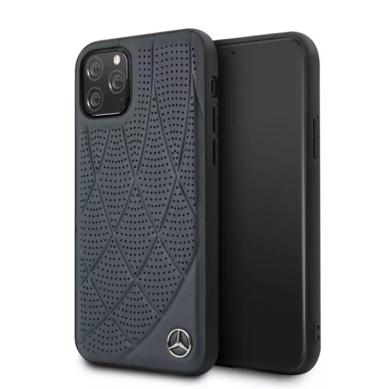 Mercedes-Benz Apple iPhone 11 Pro custodia in vera pelle Quilted blu
