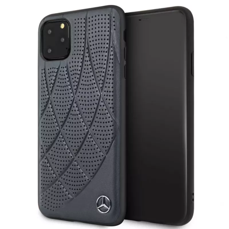 Mercedes-Benz Apple iPhone 11 Pro Max custodia posteriore in vera pelle Quilted blu
