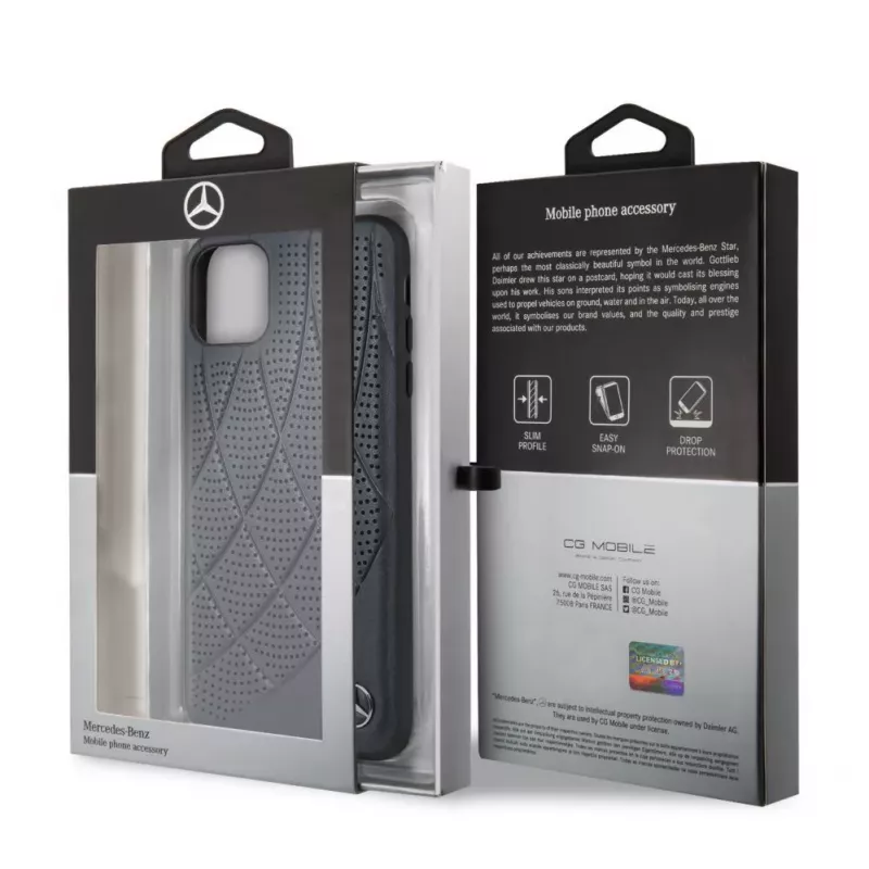 Mercedes-Benz Apple iPhone 11 Pro Max custodia posteriore in vera pelle Quilted blu