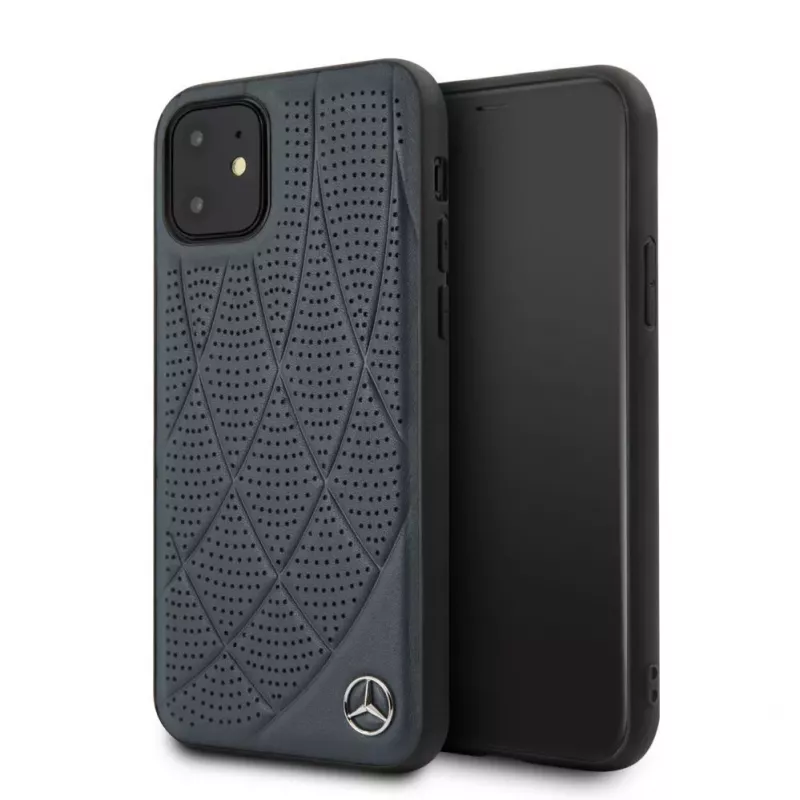 Mercedes-Benz Apple iPhone 11 custodia in vera pelle Quilted blu