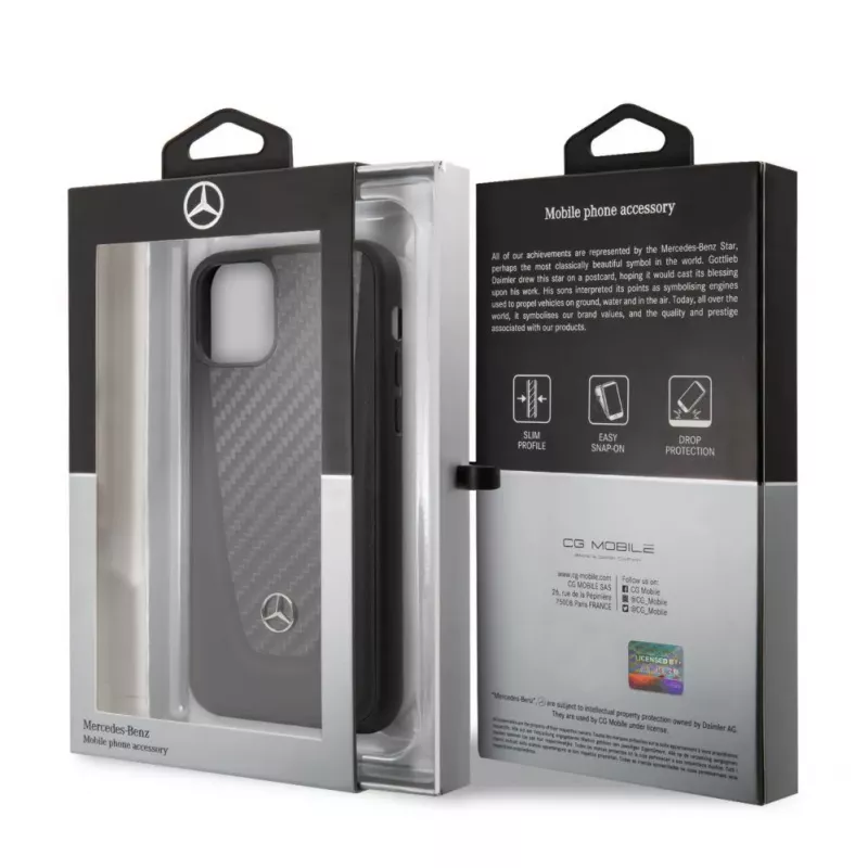 Mercedes-Benz Apple iPhone 11 Pro custodia rigida in pelle Carbon nero