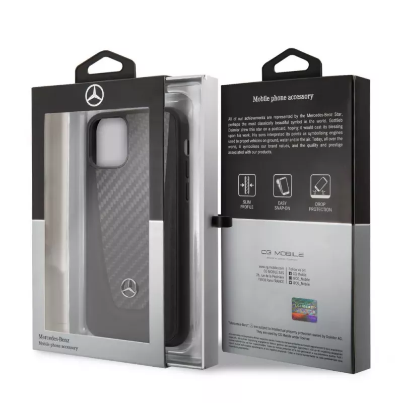 Mercedes-Benz Apple iPhone 11 custodia rigida in pelle Carbon nero