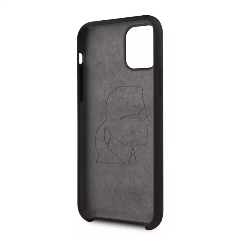 Karl Lagerfeld Apple iPhone 11 Pro Custodia Posteriore Silicone Ikonik White Outline Nero